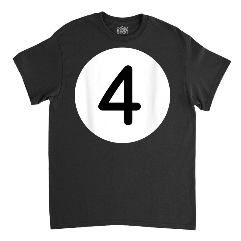 Purple Pool Ball Number Four Back Print T Shirt Billiards 4 Classic T-shirt | Artistshot