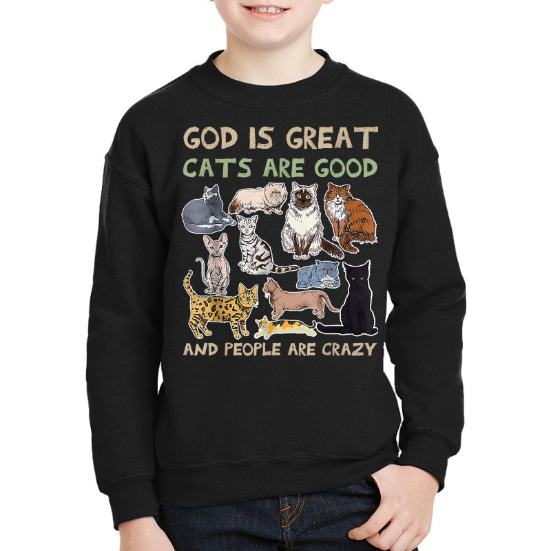 God Is Great Cats Are Good And People Are Crazy T Shirt Youth Sweatshirt | Artistshot