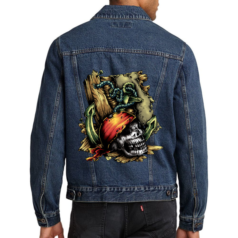 Dead Pirate Pirates Skull Men Denim Jacket by fluencyroom | Artistshot