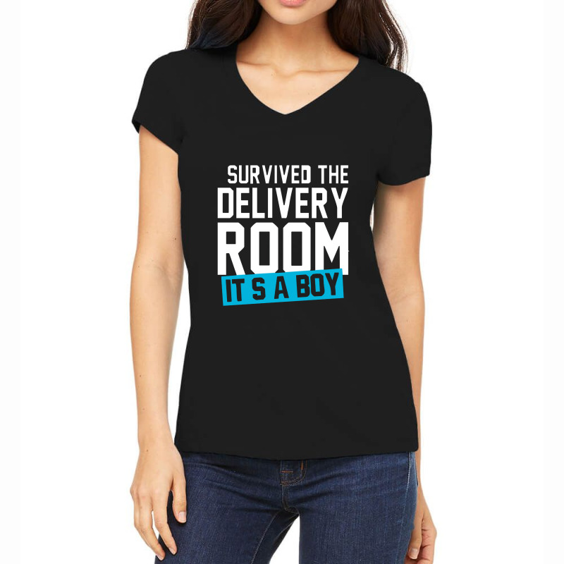 Survived The Delivery Room It's A Boy Funny Women's V-Neck T-Shirt by lapilune | Artistshot