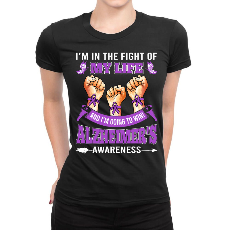 Alzheimers Awareness In The Fight T  Shirt Alzheimer's Awareness In Th Ladies Fitted T-Shirt by biscuitsregularly | Artistshot