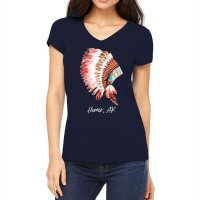 Native Indian Tribal Headdress Art T  Shirt Homer Alaska Watercolor Na Women's V-neck T-shirt | Artistshot