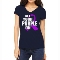 Alzheimers Awareness T  Shirt Flag American Fight Alzheimers Awareness Women's V-neck T-shirt | Artistshot