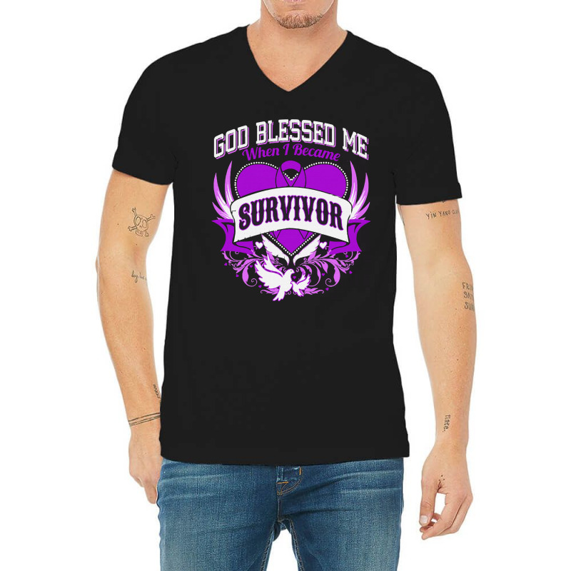 Alzheimers Awareness T  Shirt God Blessed Me When I Became Survivor Al V-neck Tee | Artistshot