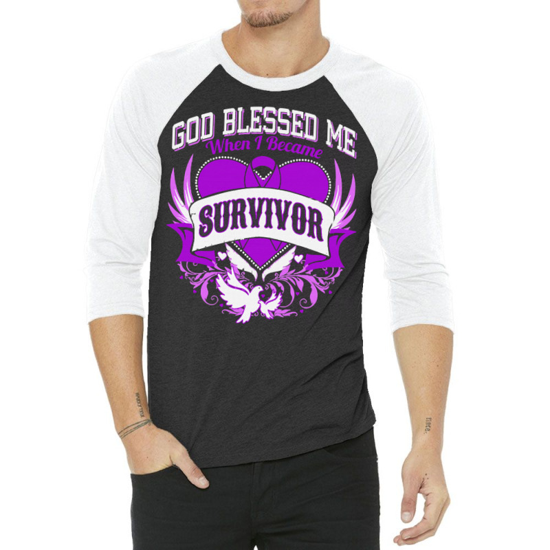 Alzheimers Awareness T  Shirt God Blessed Me When I Became Survivor Al 3/4 Sleeve Shirt | Artistshot