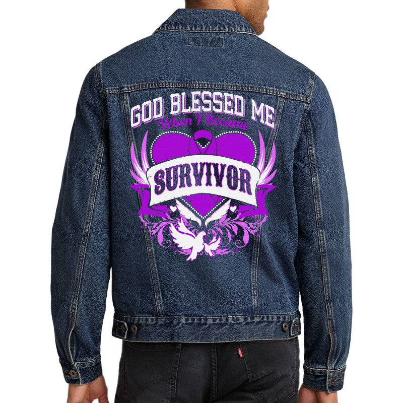 Alzheimers Awareness T  Shirt God Blessed Me When I Became Survivor Al Men Denim Jacket | Artistshot