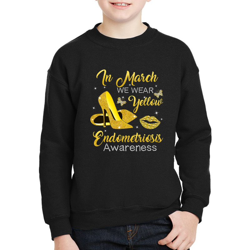 In March Wear Yellow High Heels Endometriosis Awareness T Shirt Youth Sweatshirt by Jeffrey_Insalaco | Artistshot