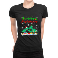 Merry Christmas Cute Xmas T Rex Asl Sign Language Family T Shirt Ladies Fitted T-shirt | Artistshot