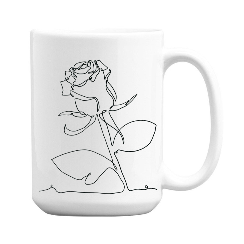 Rose Flower Plant One Line Art 15 Oz Coffee Mug | Artistshot