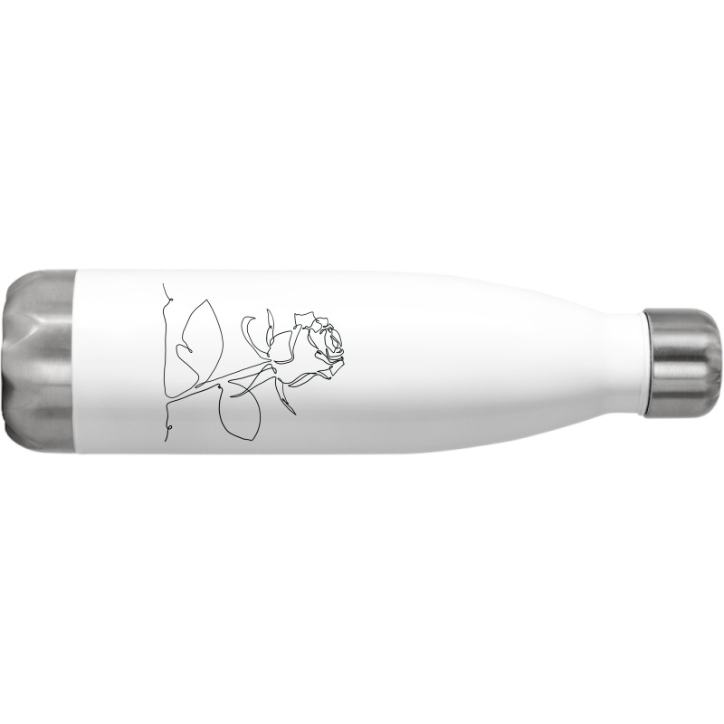 Rose Flower Plant One Line Art Stainless Steel Water Bottle | Artistshot