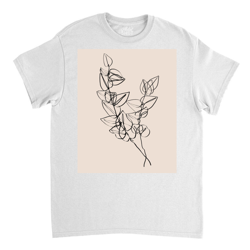 Dark Eucalyptus Leaves One Line Art Classic T-shirt by Doodle Intent | Artistshot