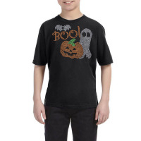 Rhinestone Transfer Pumpkin And Ghost With Boo For Halloween T Shirt Youth Tee | Artistshot