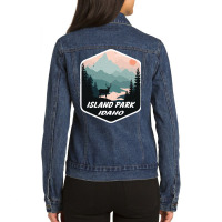 Island Park Idaho Id Mountains Hike Hiking Souvenir Sweatshirt Ladies Denim Jacket | Artistshot