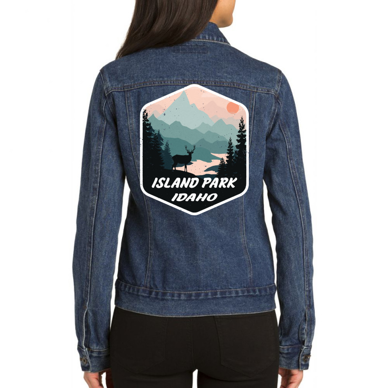 Island Park Idaho Id Mountains Hike Hiking Souvenir Sweatshirt Ladies Denim Jacket by husserllpr | Artistshot