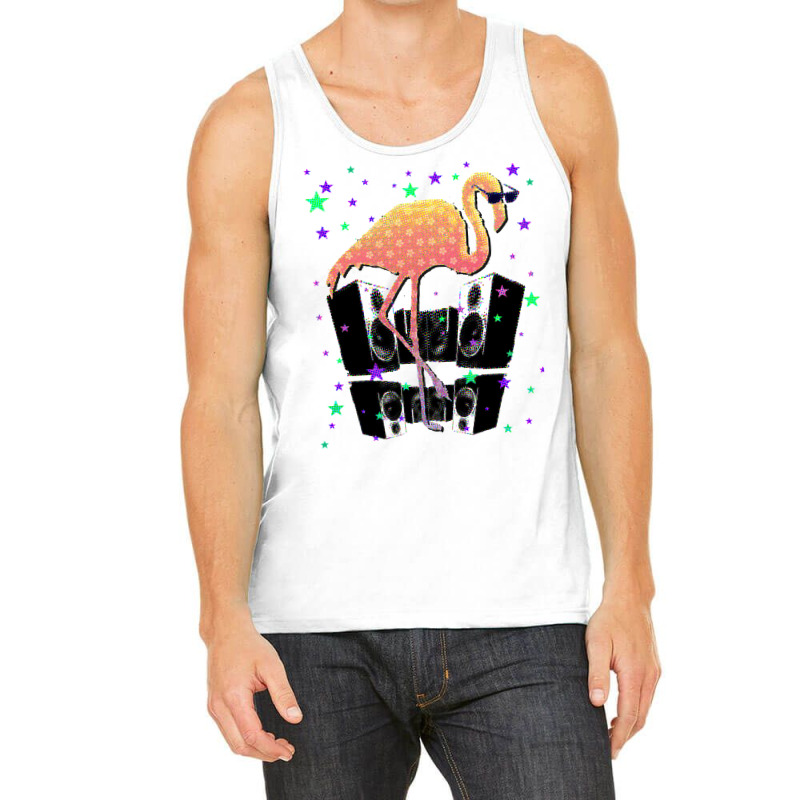 Flamingo With Sunglasses Speakers Stars Funny Dance Club Tank Top by golferu | Artistshot