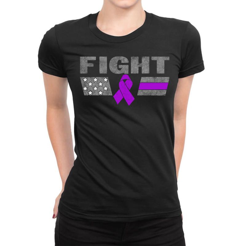 Alzheimers Awareness T  Shirt Fight Flag American Alzheimers Awareness Ladies Fitted T-Shirt by thaddeuscassin860 | Artistshot