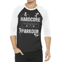 Hardcore Parkour Shirt With Stunt Performing Silhouettes 3/4 Sleeve Shirt | Artistshot