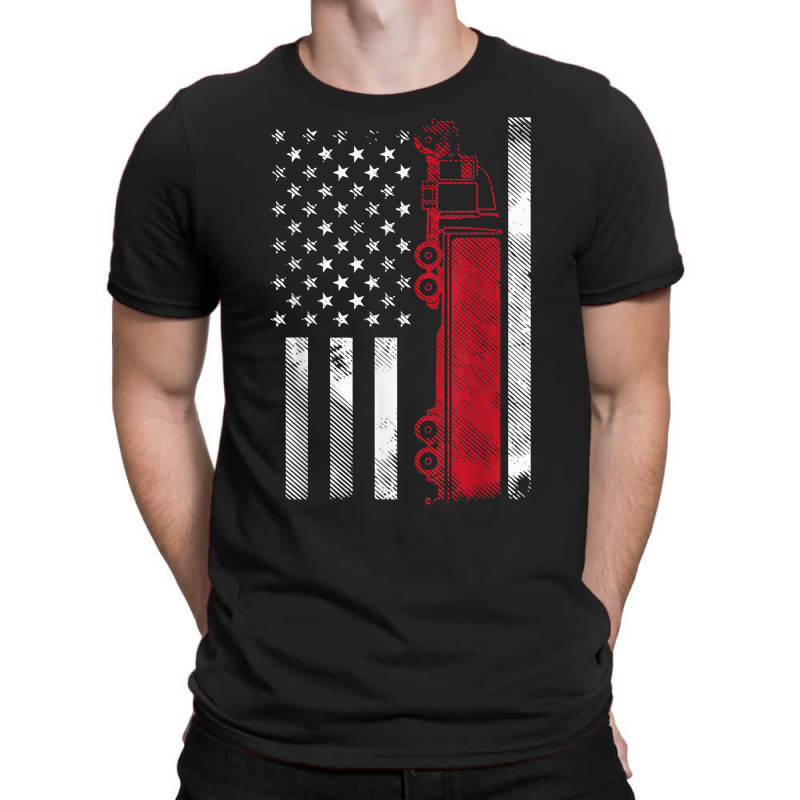 Us American Flag Semi Truck Driver 18 Wheeler Trucker Gift T Shirt T-shirt | Artistshot