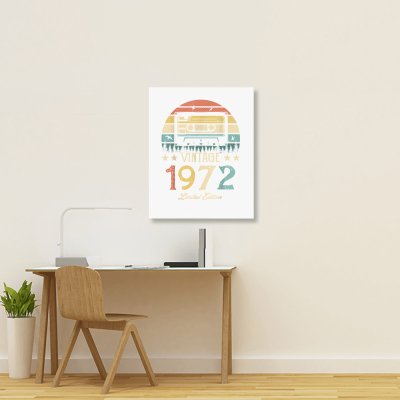 Vintage 1972 Retro Cassette 1972 50th Birthday 50 Years Old T Shirt Portrait Canvas Print | Artistshot