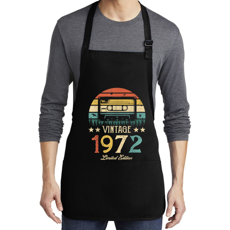 Vintage 1972 Retro Cassette 1972 50th Birthday 50 Years Old T Shirt Medium-length Apron | Artistshot