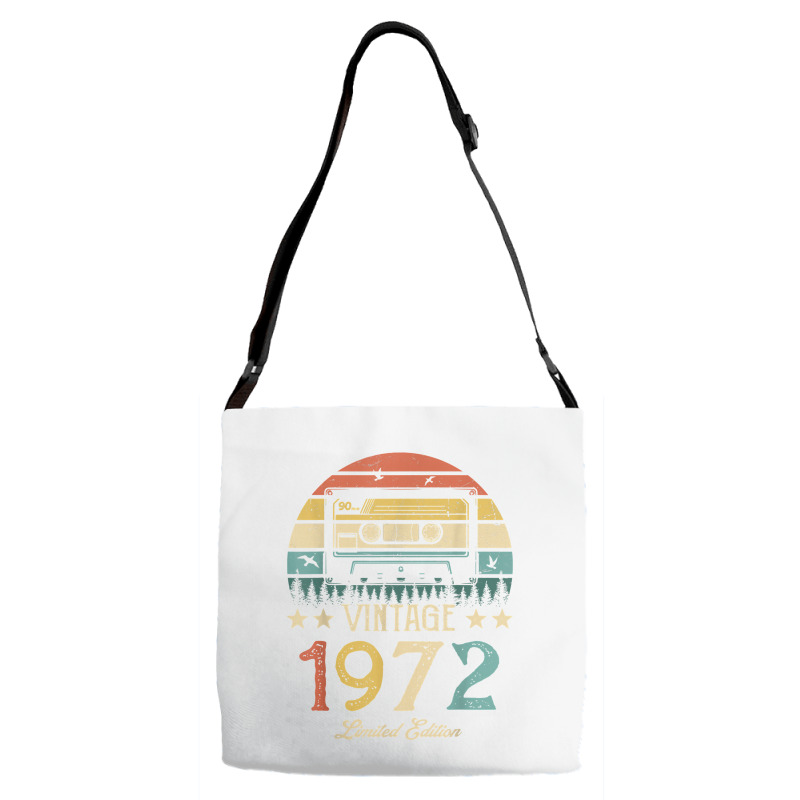 Vintage 1972 Retro Cassette 1972 50th Birthday 50 Years Old T Shirt Adjustable Strap Totes | Artistshot