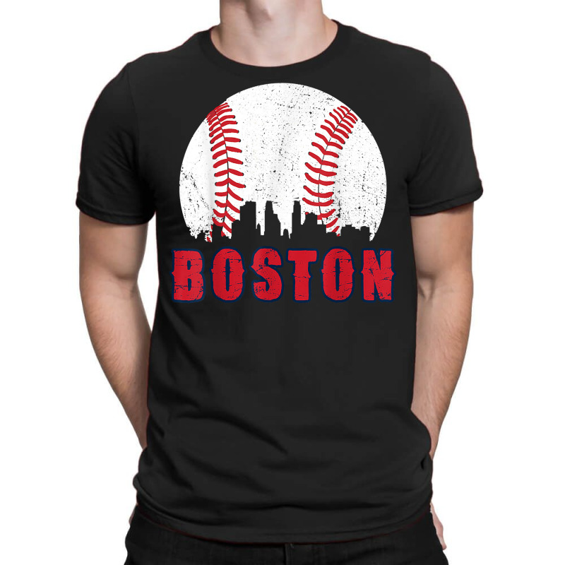 Vintage Boston Skyline Baseball Throwback For Red Game Day T Shirt T-shirt | Artistshot