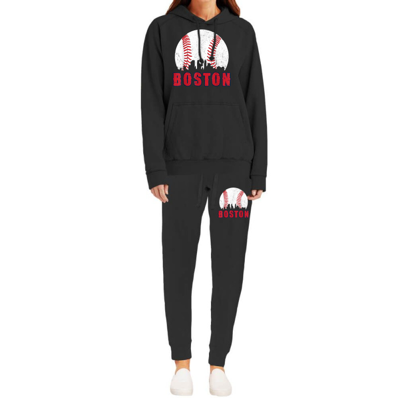 Vintage Boston Skyline Baseball Throwback For Red Game Day T Shirt Hoodie & Jogger Set | Artistshot