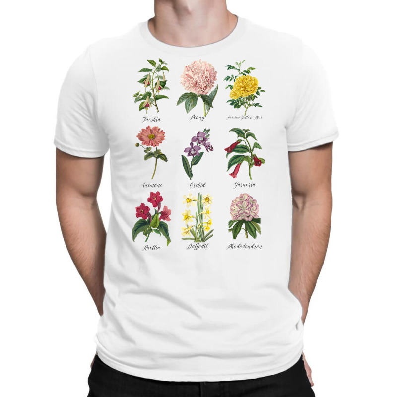 Vintage Botanical Floral Flower T Shirt T Shirt, White T-shirt | Artistshot