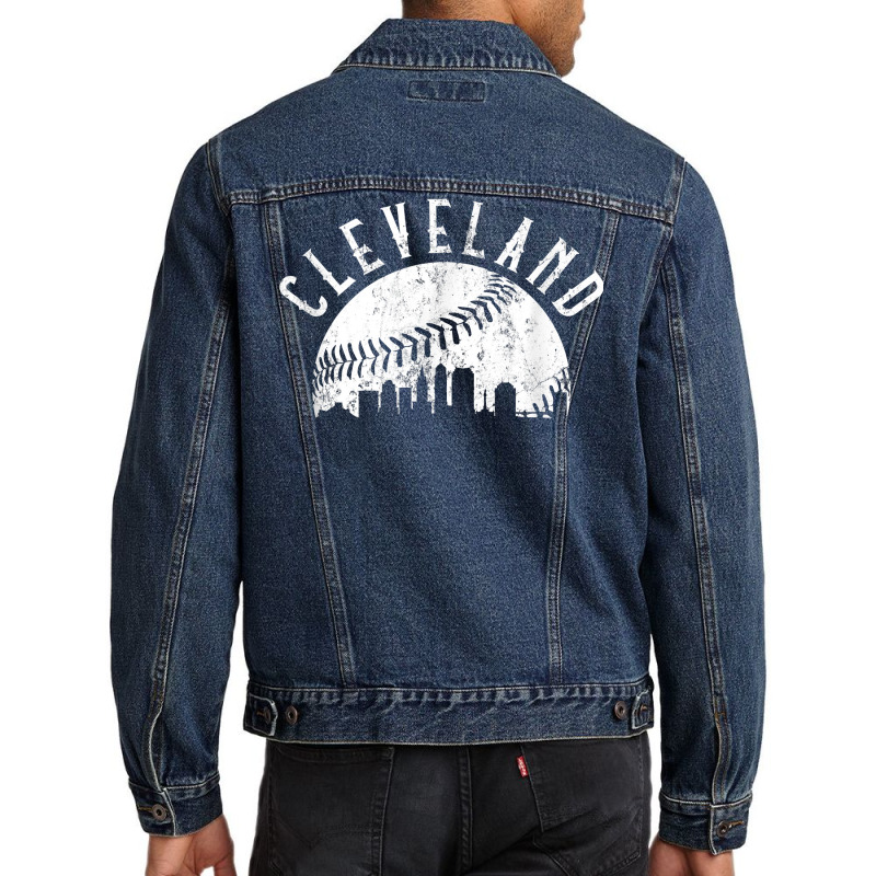 Vintage Cleveland Ohio Skyline Apparel T Shirt Men Denim Jacket | Artistshot