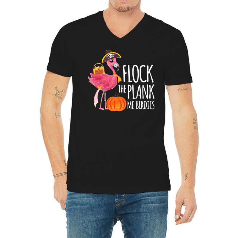 Flamingo Tropical Cute Halloween Flamingo Pirate Flock The Plank Costu V-neck Tee | Artistshot