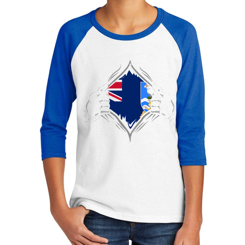 Falkland Islands T  Shirt Two Hands Ripping Revealing Flag Of Falkland Youth 3/4 Sleeve by trompeloise212 | Artistshot