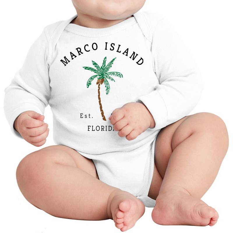 Womens Marco Island Florida Colorful Palm Tree Retro Novelty Art V Nec Long Sleeve Baby Bodysuit by webberoliveria | Artistshot