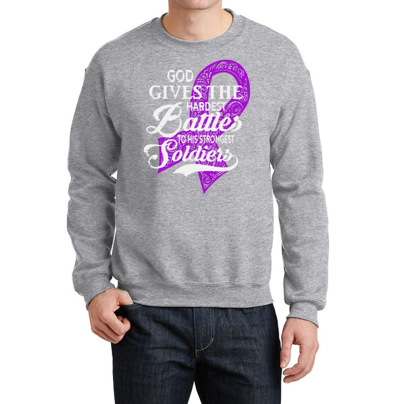 Alzheimers Awareness T  Shirt God Gives The Hardest Battles Strongest Crewneck Sweatshirt | Artistshot