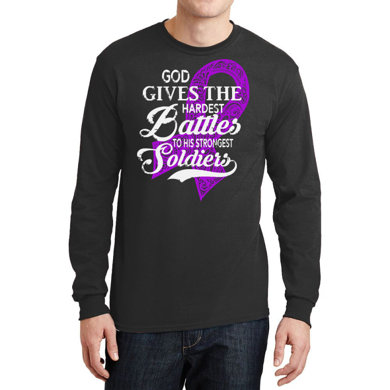 Alzheimers Awareness T  Shirt God Gives The Hardest Battles Strongest Long Sleeve Shirts | Artistshot