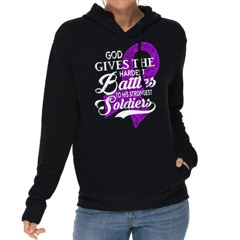 Alzheimers Awareness T  Shirt God Gives The Hardest Battles Strongest Lightweight Hoodie | Artistshot