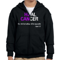 Alzheimers Awareness T  Shirt Heal Cancer God Nothing Will Be Impossib Youth Zipper Hoodie | Artistshot