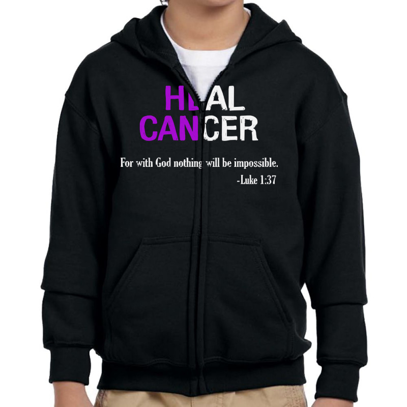 Alzheimers Awareness T  Shirt Heal Cancer God Nothing Will Be Impossib Youth Zipper Hoodie | Artistshot