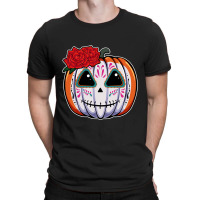 Pumpkin Sugar Skull Head Flower Dead Day Muertos Halloween T Shirt T-shirt | Artistshot