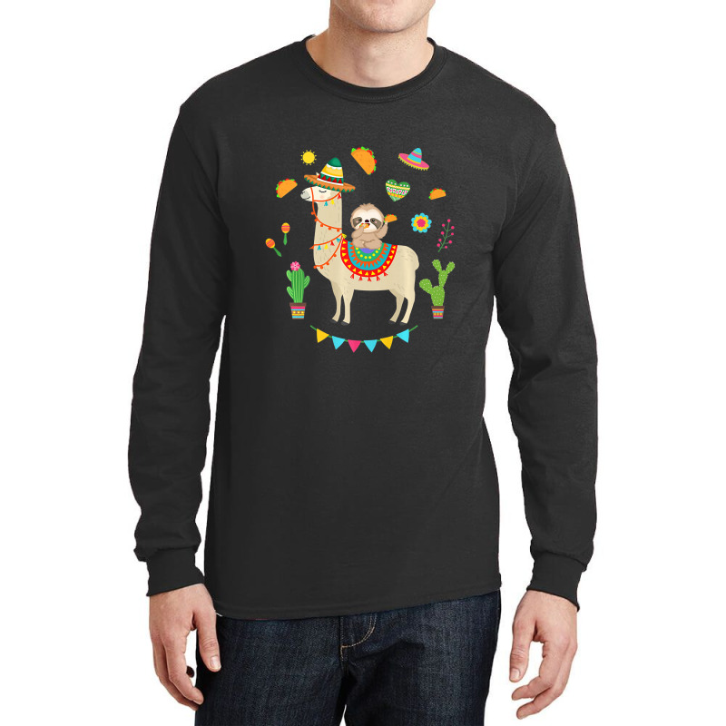 Sloth Riding Llama Mexican Fiessta Costume Taco Gift Premium T Shirt Long Sleeve Shirts | Artistshot