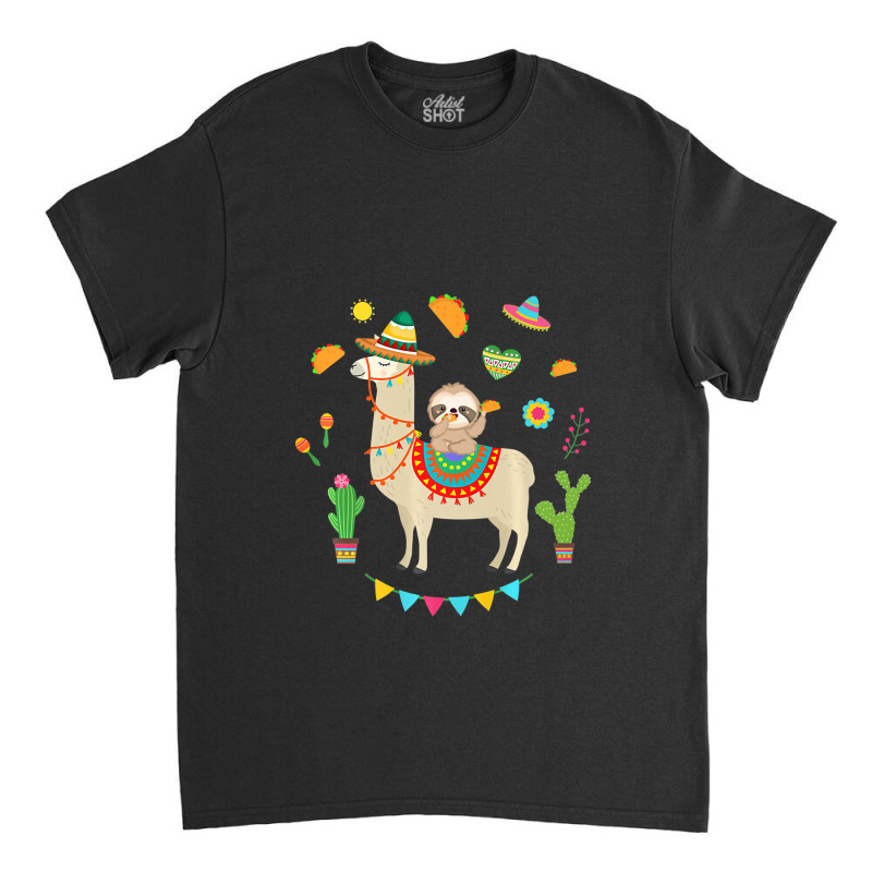 Sloth Riding Llama Mexican Fiessta Costume Taco Gift Premium T Shirt Classic T-shirt | Artistshot