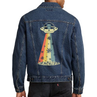 Vintage Alien Weed Pot Leaf Ufo Abduction Marijuana Cannabis T Shirt Men Denim Jacket | Artistshot