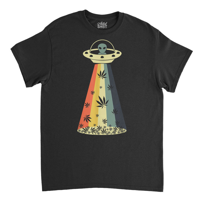 Vintage Alien Weed Pot Leaf Ufo Abduction Marijuana Cannabis T Shirt Classic T-shirt | Artistshot