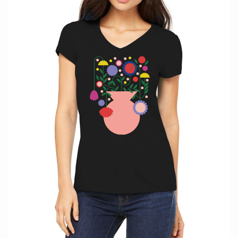 Flowers T  Shirtjar  Flowers Mediterranean Happy Time Traveling Colorf Women's V-Neck T-Shirt by trompeloise212 | Artistshot