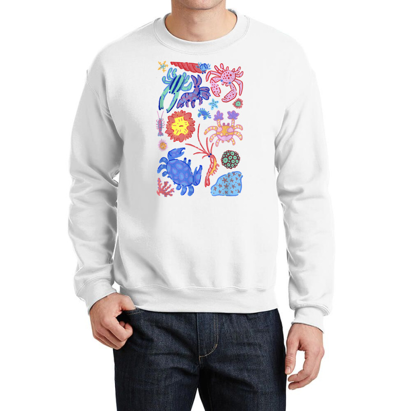 Colorful Crabs Shrimp Anemone Reef Aquarium Coral Painting T Shirt Crewneck Sweatshirt by atereldoegevbm | Artistshot