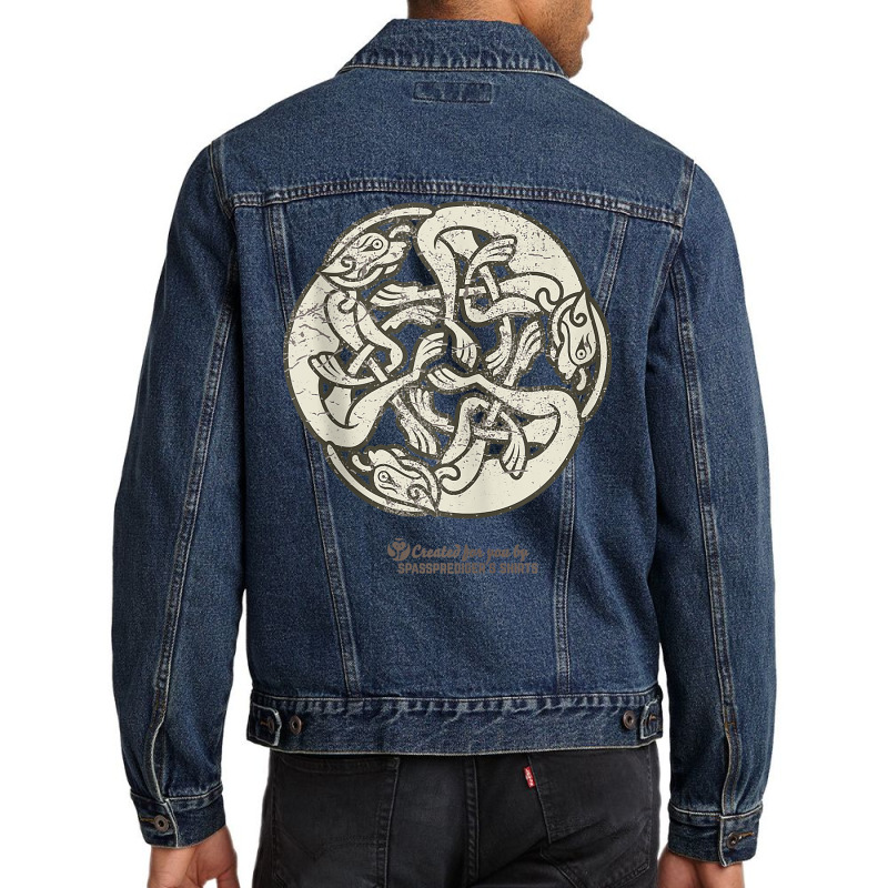 Celtic Ornament Three Dogs Zoomorphic Triskelion Celtic Tank Top Men Denim Jacket by agueron | Artistshot