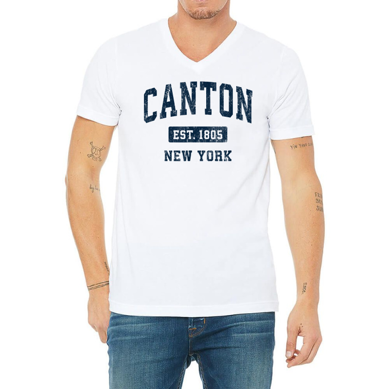 Canton New York Ny Vintage Athletic Sports Design T Shirt V-neck Tee | Artistshot