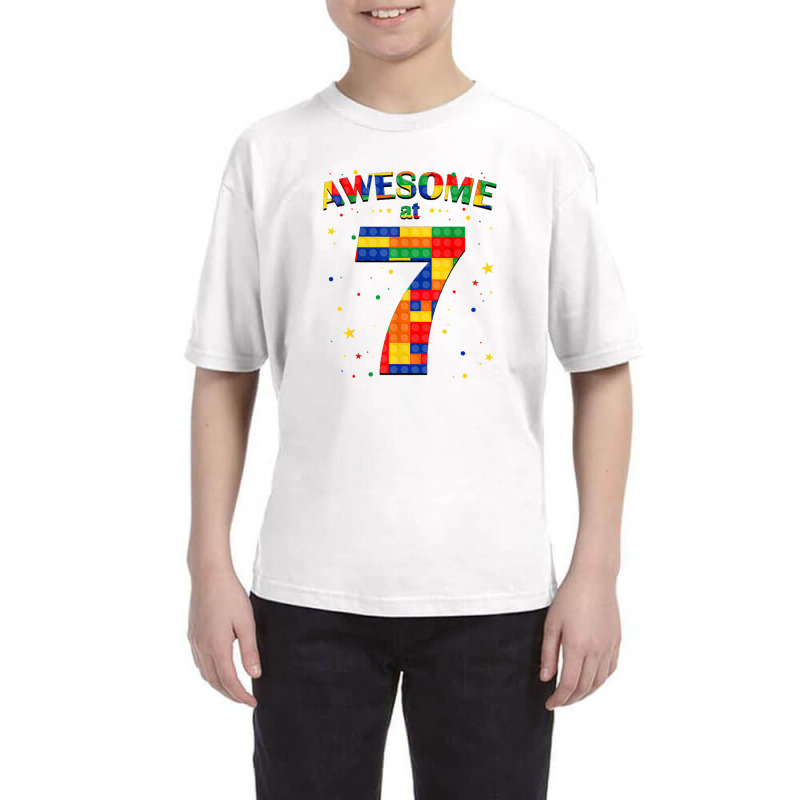 Building Blocks Bricks Awesome At 7 Years Old Birthday Boy Youth Tee | Artistshot