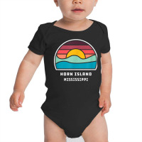 Horn Island Mississippi Retro Minimalist Ocean Wave Sunset T Shirt Baby Bodysuit | Artistshot