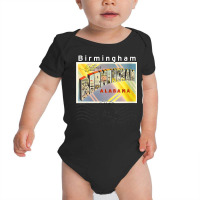 Womens Birmingham Alabama Al Large Letter Postcard Postmarked V Neck T Baby Bodysuit | Artistshot