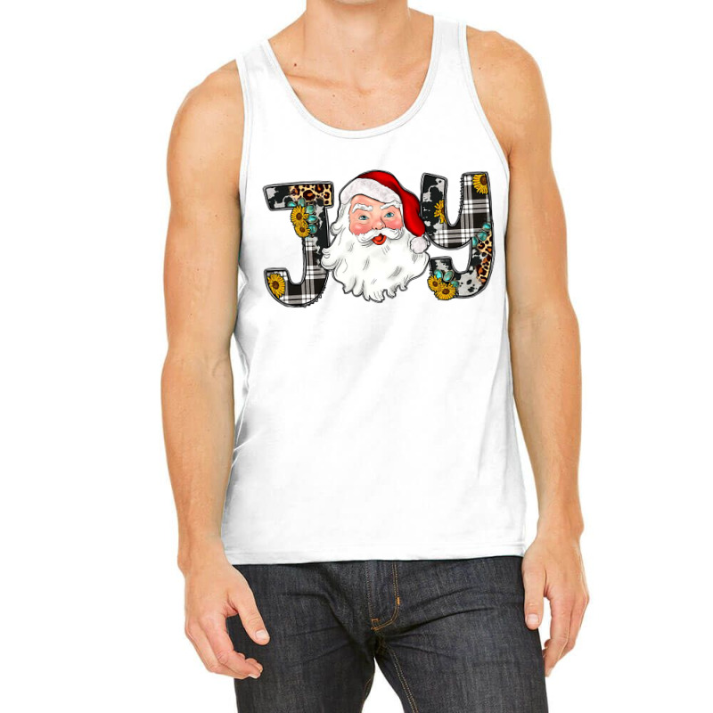 Western Texas Leopard Plaid Cow Print Santa Christmas Joy T Shirt Tank Top by Rudy_Glenn | Artistshot